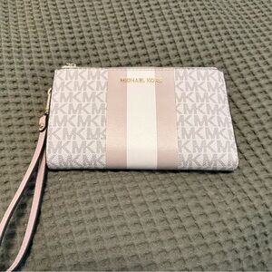 Michael Kors Pink and Cream Signature Wristlet